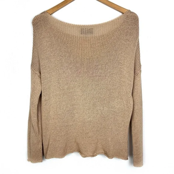 Wooden Ships Rainbow LOVE Spellout Relaxed Knit Khaki Beach Sweater oversized XS - Picture 2 of 4